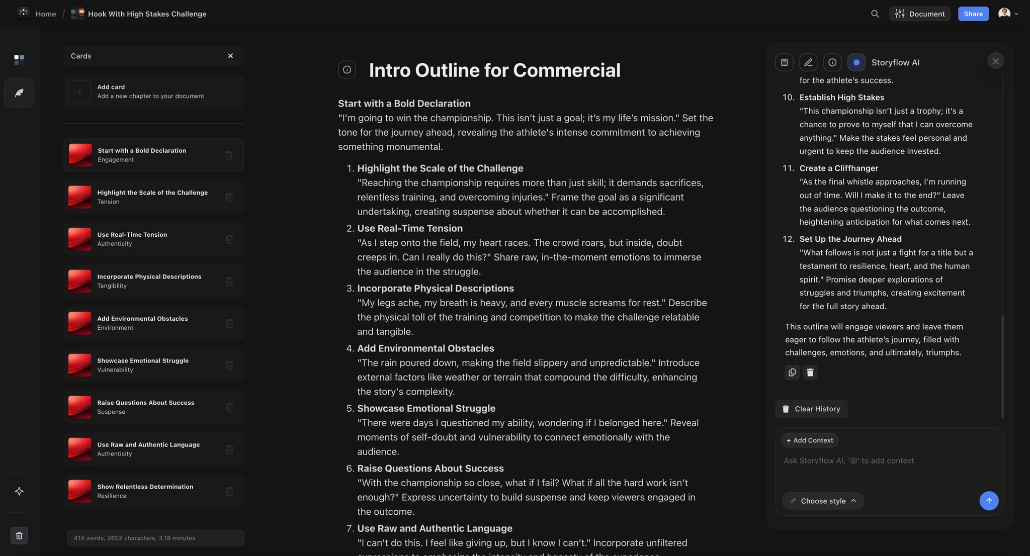 Script structure and outline planning